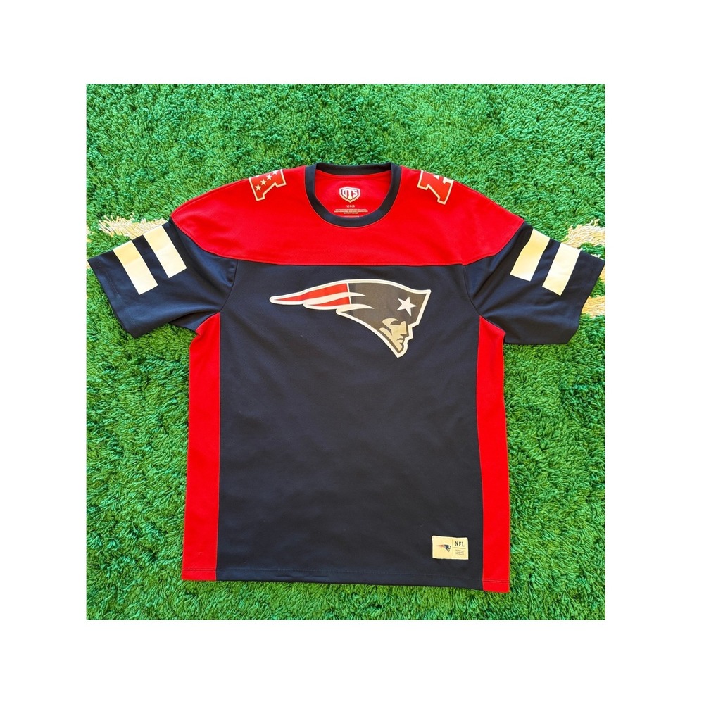 OTS New England Patriots Jersey Shirt Mens Large Navy Red Excellent NFL Fan Gear